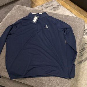 Peter Millar Navy Pullover with Zip Collar